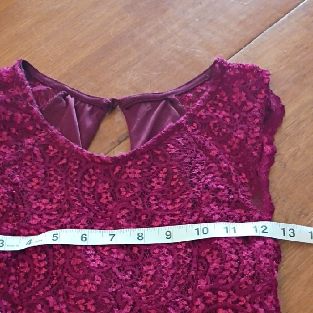 Burgundy Sheen  Lace Dress By City Studio. Great Boho Vibes. Size Small. - Picture 11 of 15